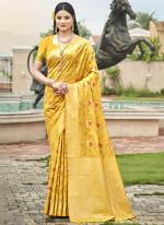 Organza Yellow Traditional Wear Weaving Saree